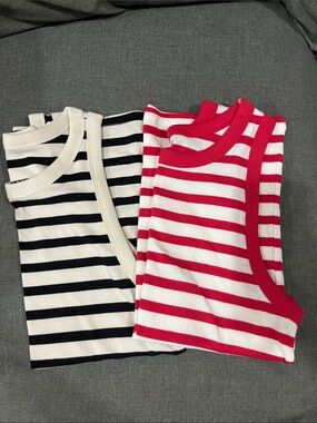 2/$20 a new day Striped Tank Tops - Red & Black Stripes